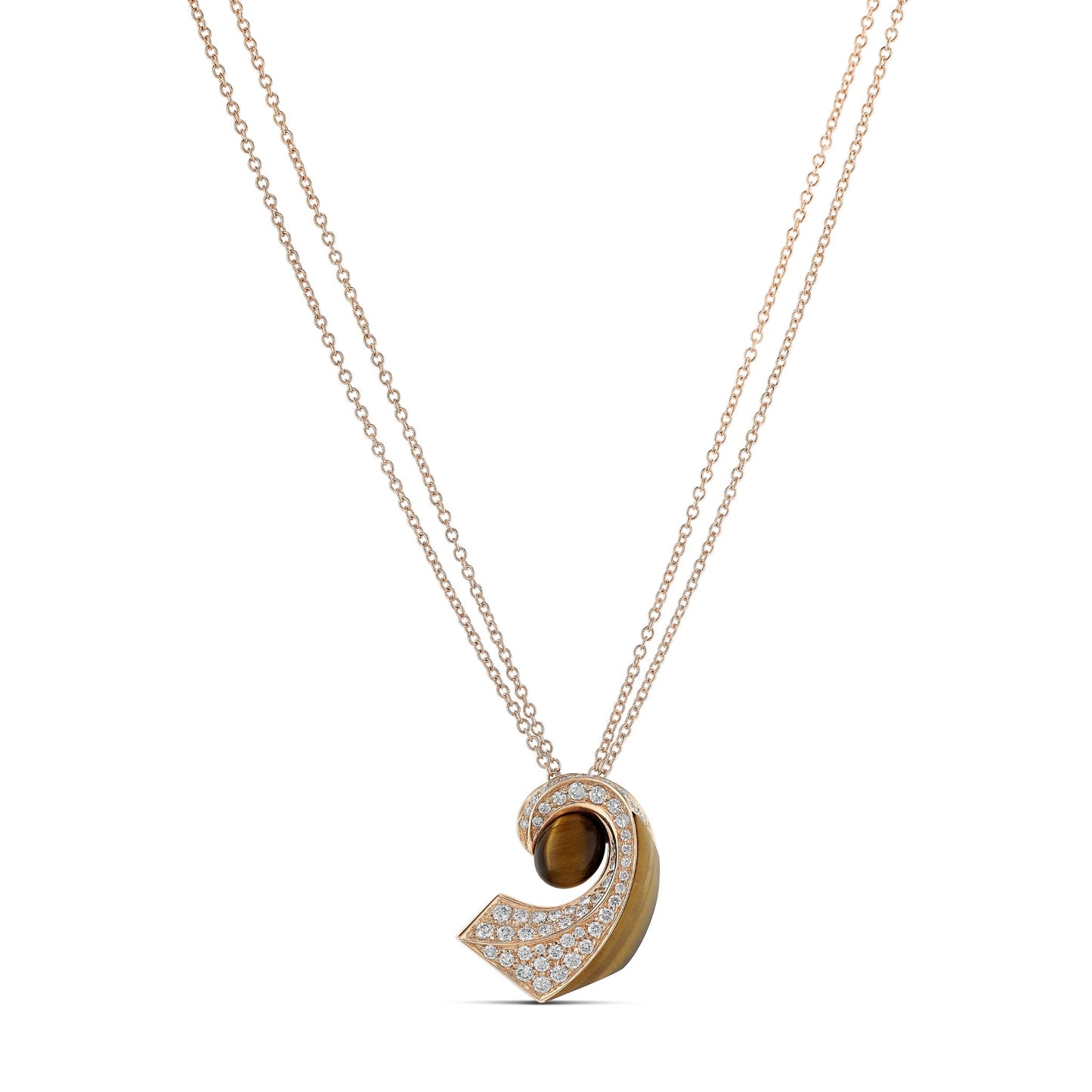 Curl Necklace - Diamond & Tiger Eye