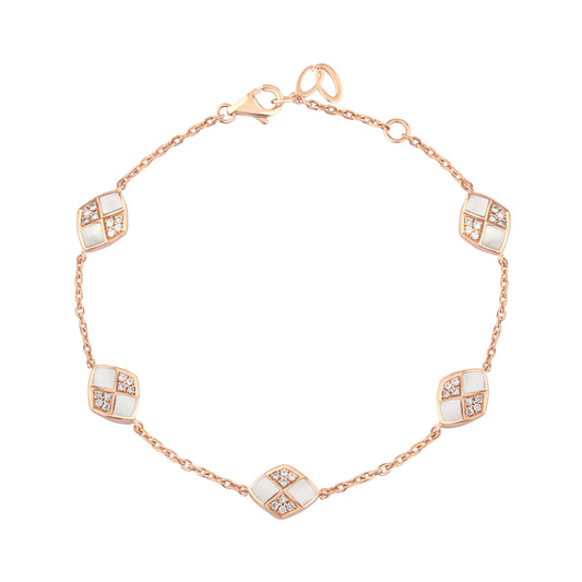 Geomatrica Anklet With MOP and Diamonds