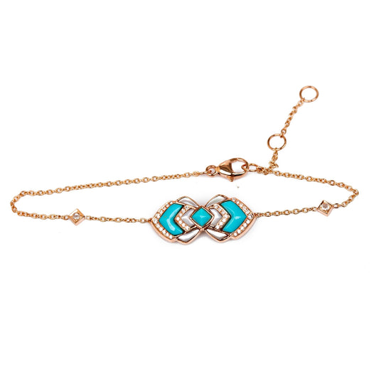 Bracelet with Diamond, Turquoise and MOP - Stella Unica
