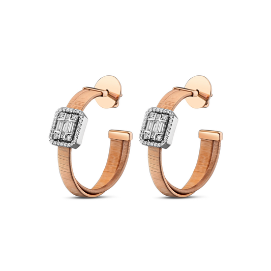 Silk 18K Rose Gold Classic Diamond Earrings