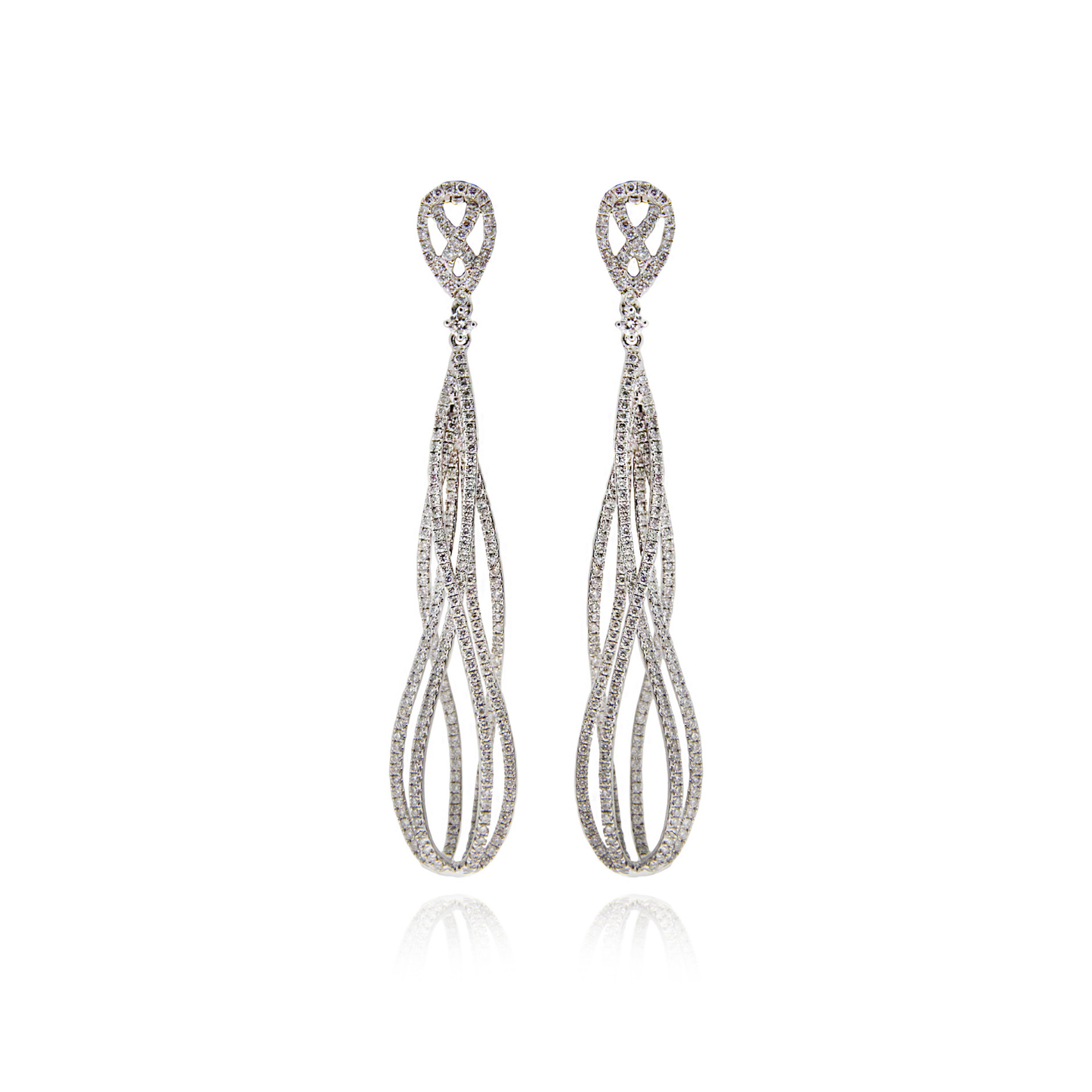 Shine Drop Twirl Earrings with Diamonds