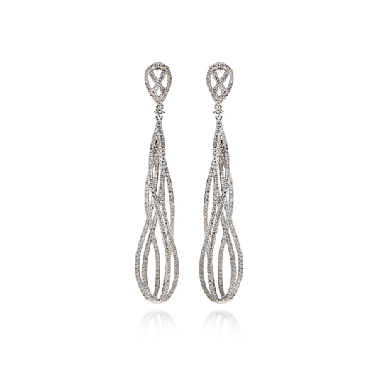 Shine Drop Twirl Earrings with Diamonds