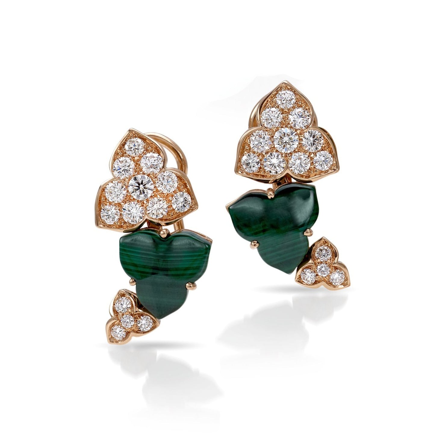 Natura Trefoil Stud Earrings - Malachite