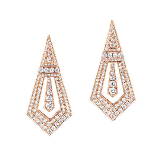 Art Deco Diamond Earrings, Rose Gold