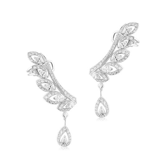 Edenia Diamond Climber Earrings, White Gold