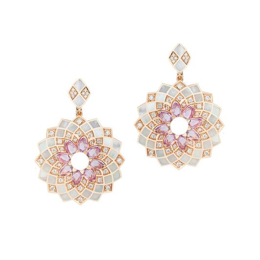 Classic Geometrica Pink Sapphire Earrings, L Model