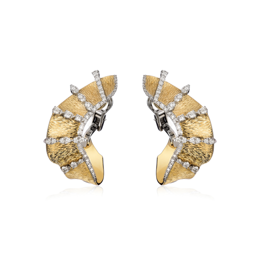 18 KT Gold Wave Mono Earrings