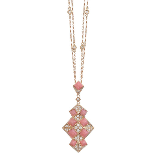 Prisma Necklace - Diamond & Pink Opal