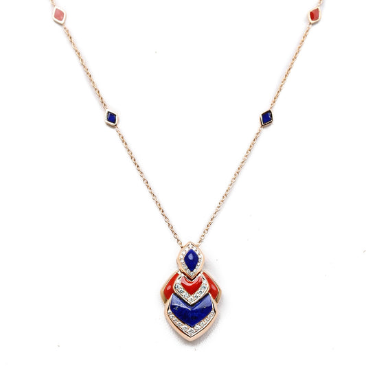 Necklace With Diamond, Lapis And Enamel