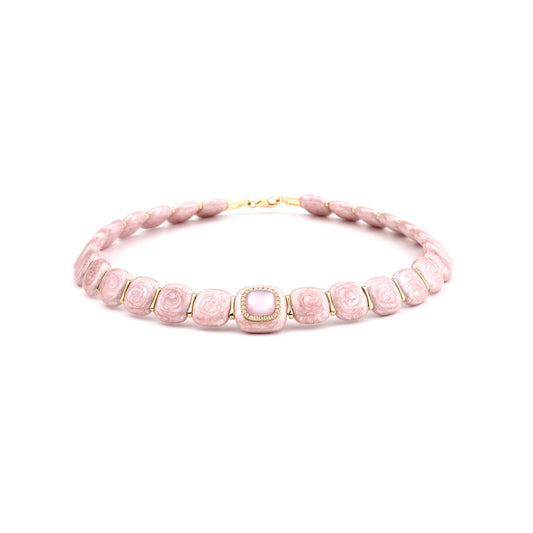Rose Pink Enamel Choker Necklace