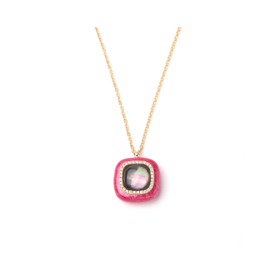 Mistica Fucsia Enamel & Black Mop Pendant