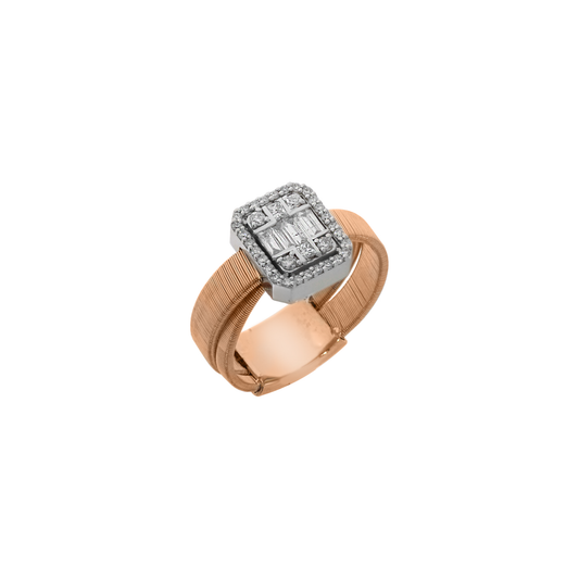 Silk 18K Rose Gold Ring with Diamond