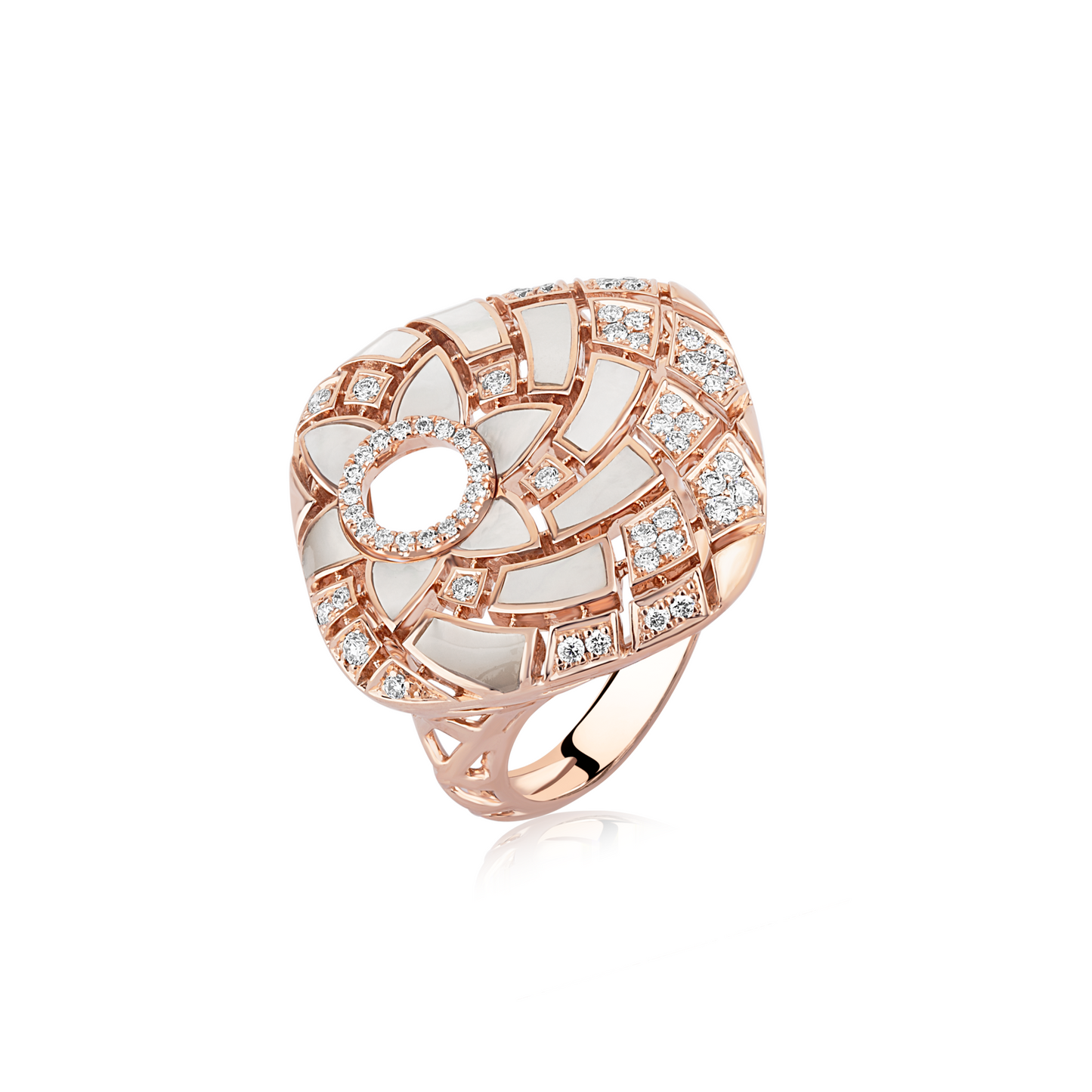 Cushion Geomatrica MOP Diamond Ring, S Model